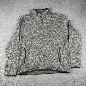 Eddie Bauer Sweater Womens Large Green Gray White T Pullover Snap Fleece Outdoor